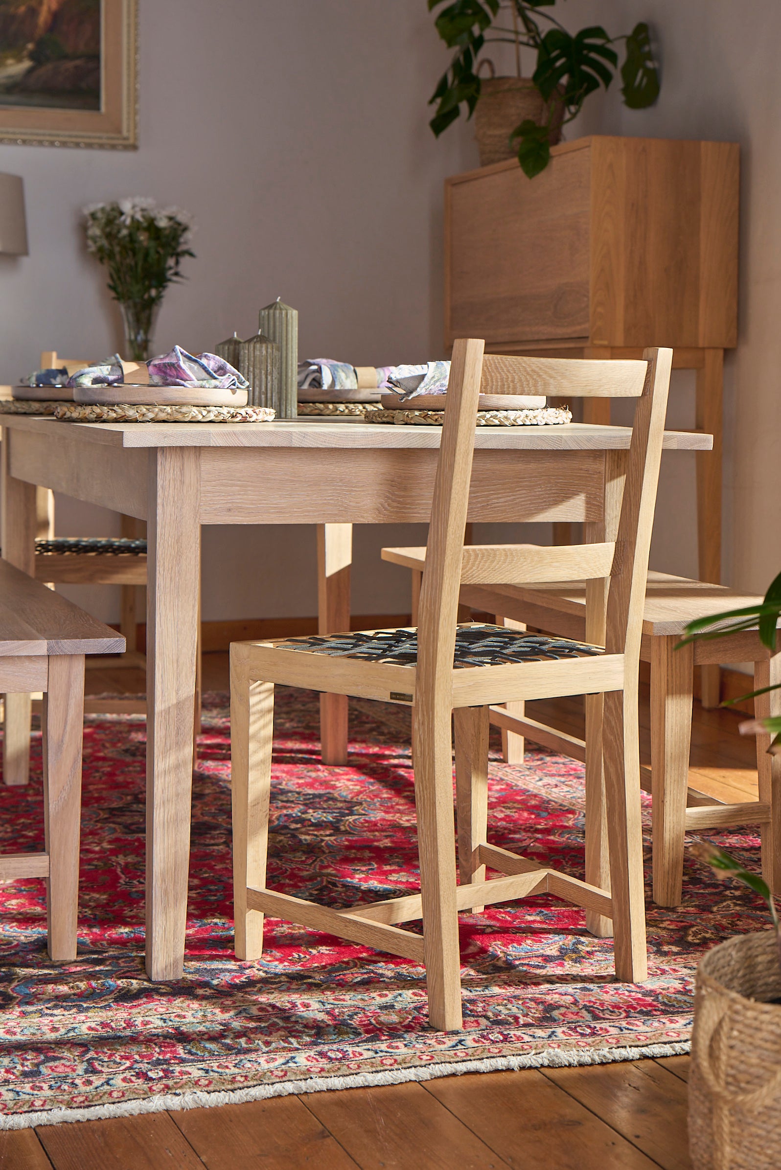 Handcrafted Solid Oak Dining Bench