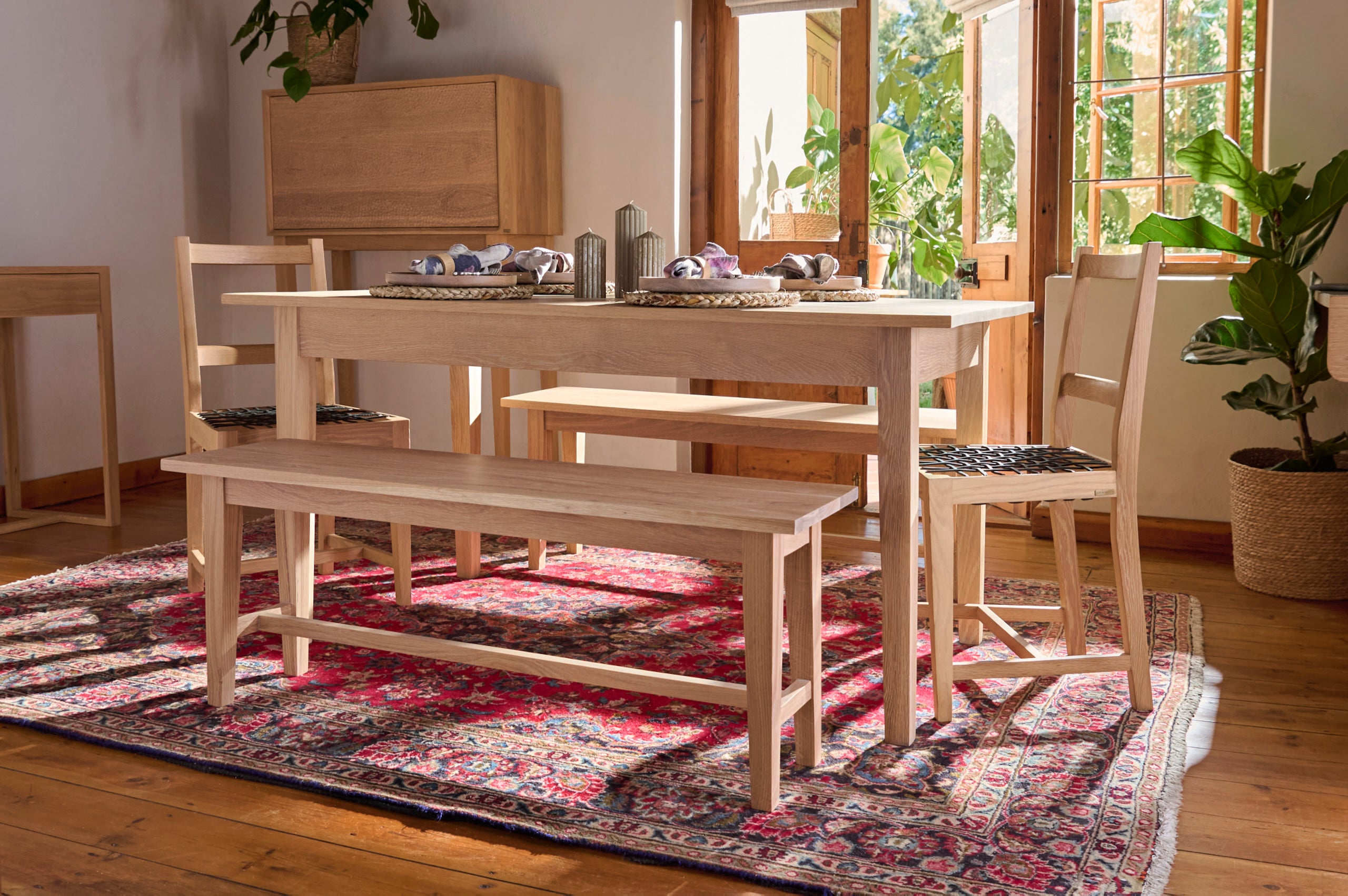 Handcrafted Solid Oak Dining Bench